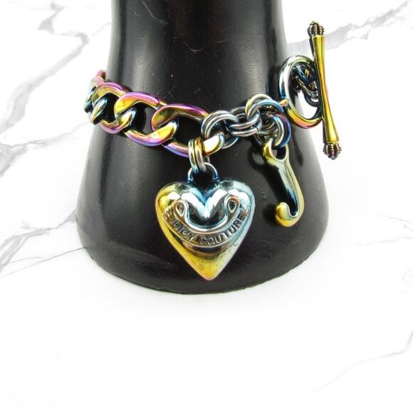 Rare Juicy Couture Y2K Rainbow Heart Charm Bracelet - Picture 7 of 8